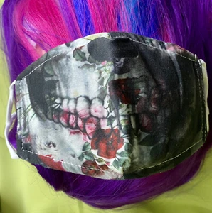 Reaper of Love Flower Skeleton Creepy Smile Design Face Cover Mask w. 2 Filters - Picture 1 of 6