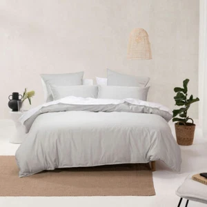 Linen House Nara Silver Bamboo Cotton Doona Quilt Cover Set - All Sizes - Picture 1 of 10