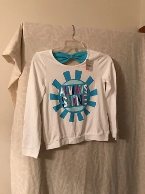 Gymboree Always Shine White LS Top Girls 10-12 Blue Sun  - Image 1 of 4