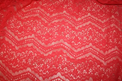 Designer Red Wool Flocked on Cotton Crochet Lace Fabric  2 yards  42" width - Image 1 of 4
