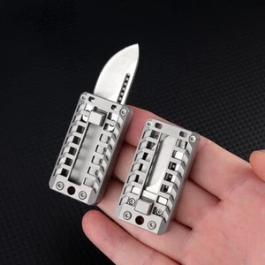 Mini cuchillo de hoja plegable de bolsillo de aleación de titanio para acampar supervivencia llavero cuchillo - Imagen 1 de 13