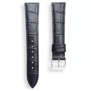 18x16mm Black Alligator Grain Leather Watch Band Strap With Match Black Stitch - Picture 1 of 5