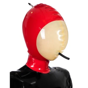 Inflation Latex Hood with Breath Tube Rubber Mask for Fetish Suffocation BDSM - Picture 1 of 3