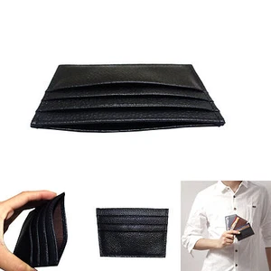 ECHTLEDER HERREN KLEINER AUSWEIS KREDITKARTEN GELDBÖRSE HALTER SCHMALE TASCHE HÜLLE - Bild 1 von 1