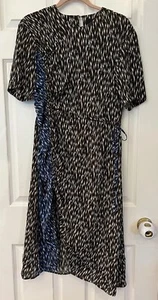 No. Vestido midi 6 Store abertura cintura ceñida fruncido manga corta mezcla de seda talla S - Imagen 1 de 24