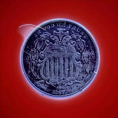 1867 P  Shield No Rays Nickel ANACS Graded EF 40 Condition . - Image 1 of 4