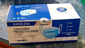 100 versiegelte 3-lagige medizinische Einweg-Ohrschlaufen-Gesichtsmasken ASTM L-1 blau RFE 98 % - Bild 1 von 17