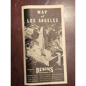 Map of Los Angeles California Courtesy of Bekins Van and Storage 1938 Edition - Picture 1 of 5