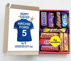 FOOTBALL ANY CLUB HAPPY EASTER BIRTHDAY GIFT CHOCOLATE BOX CARD Personalised - Picture 1 of 3