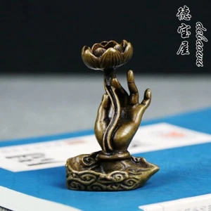 china old bronze hand casting mini buddha guanyin hand incense burner statue - Picture 1 of 10