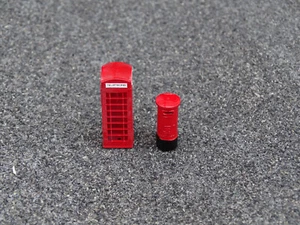 1:76 scale OO gauge hand painted Telephone box & Post Box 1 of each (Set No 8) - Picture 1 of 2
