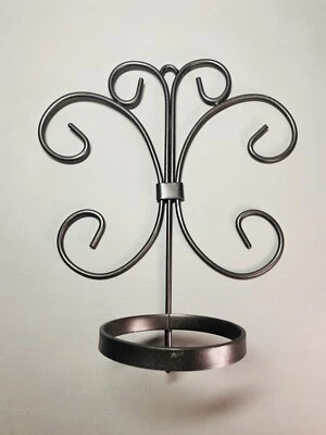 Aplique de pared con soporte para velas/olla de hierro rústico 13" x 11,5" limpio sin óxido Foto 1 de 4