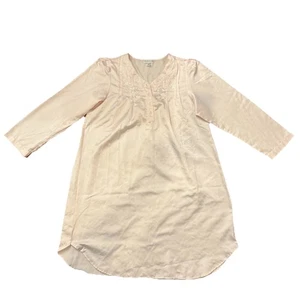 Miss Elaine Medium Nightgown Satin Feel 1/4 Button Embroidered Poly/Cotton Blend - Picture 1 of 5