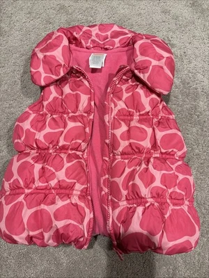 Chaleco acolchado con diseño de jirafa rosa oscuro y claro Gymboree para niñas talla mediana 7-8 Foto 1 de 4