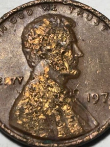 1973 Lincoln “Gold Glitter” Penny No Mint Mark OOAK *Read - Picture 1 of 4