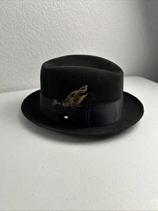 Sombrero Fedora Negro Resistol De Colección Talla 7 1/8 Acabado Gatito Castor 5X Autoconformable - Imagen 1 de 8