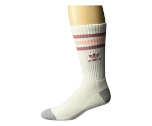 Adidas Roller Single Crew Mens Socks Size 6-12, Color: White/Trace Maroon/Haze - Picture 1 of 2
