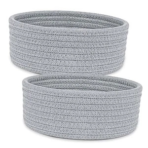 2 Pack Small Baskets, Cotton Rope Woven Basket, Cute Mini Tiny Storage - Picture 1 of 6