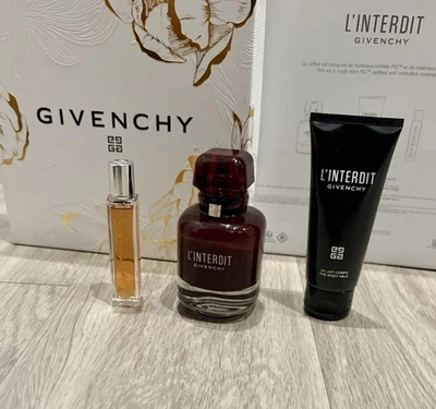 Givenchy L’Interdit Rouge Juego de Regalo de Perfume de 3 Piezas 2.7oz + Spray de Viaje + Leche Corporal Foto 1 de 4