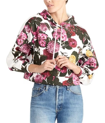 Sudadera con capucha con estampado floral Rachel Roy para mujer, blanca, S Foto 1 de 2
