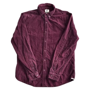 Lee Corduroy Shirt Long Sleeve Button Down Burgundy Mens Medium - Picture 1 of 7