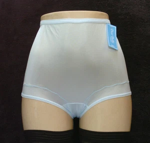 DIXIE BELLE 100% Nylon Scalloped Trim Full-Cut Pastel Blue Brief Plus Size 11/4X - Picture 1 of 3