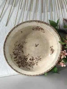 25 ⚜️ Antique Vintage Gien Terre De Fer Opaque Porcelain Dish Diameter 28 Cm - Picture 1 of 7