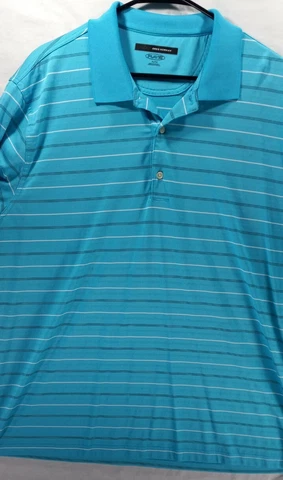 Greg Norman Play Dry XL Shirt Golf Polo Mens Blue Stripes Shark Golfer Cover