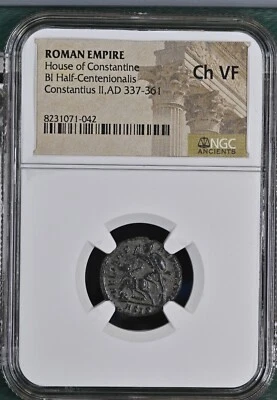 NGC Ch VF GLADIATOR REVERSE AE3 of Constantius II AD 337-361 CHOICE VERY FINE - Image 1 of 2