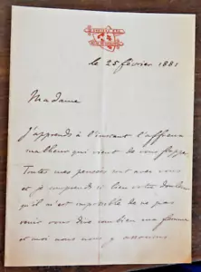 CHATEAU D'AU 1881 LETTRE AUTOGRAPHE de PHILIPPE D'ORLEANS à UNE AMIE - Imagen 1 de 3