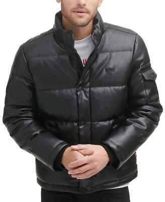 LEVI'S Men's Heavyweight Zip Puffer Jacket Back Smooth Faux Leather Size L , XL - Image 1 of 4