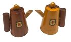 Vintage Holz Teekanne Salz und Pfeffer Shaker Schild Emblem 2,5 Zoll hoch