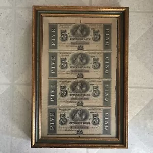 1850's-1860's CITIZENS' BANK NEW ORLEANS LOUISIANA $5 UNCUT SHEET OF 4 NOTES - Picture 1 of 8
