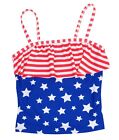 SO American Patriotic Star & Stripes Tankini Top Kids Girls Swimwear 4,7/8,10,16