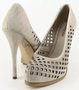 $100 LUXURY REBEL SAKURA 3 Beige Oiled Suede Designer Cutout Pumps 7 EUR 37.5 - Picture 1 of 4