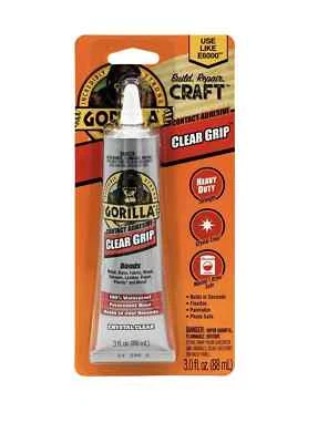 Gorilla Clear Grip Contact Adhesive Bonding Glue Waterproof - 3 oz