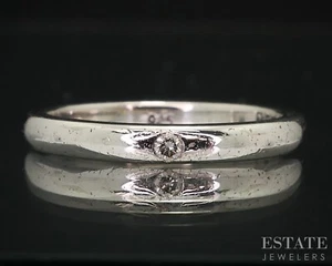 Sterling Elsa Peretti Tiffany & Co. Diamond Ladies Stack Band Ring 1.8g i18146 - Picture 1 of 6