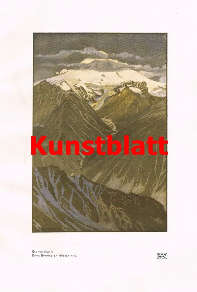 d101 2443 Burmester-Hüssen Elbrus Kaukasus Kunstblatt 1914 !!! - Bild 1 von 1