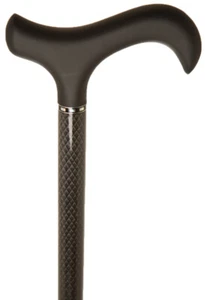 Bastón para caminar con patrón de diamante negro de fibra de carbono tacto suave mango derby bastón - Imagen 1 de 3