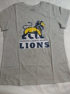 LANDS’ END Kids Medium 10/12 gray founders classical academy lions T-shirt - Picture 1 of 3