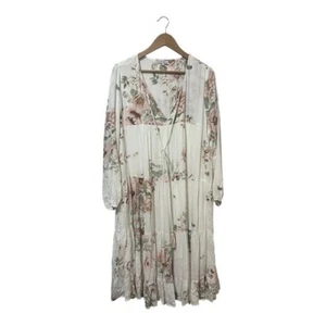 Yakira Bella Maxi Dress Women's Large Floral Long Modest Feminine Ruffles LS - Picture 1 of 5
