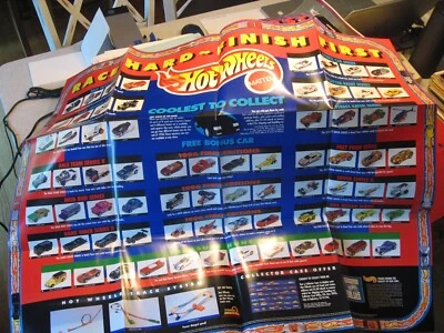 Vtg Hot Wheels 1996 Race Hard Finish First Collectors Cars Year Folded Poster - Image 1 of 4
