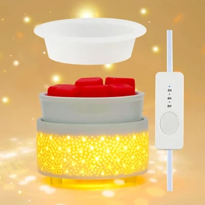 Wax Melt Warmer with Timer Silicone Dish Ceramic 3-In-1Burner Electric Candle Wa - Picture 1 of 12