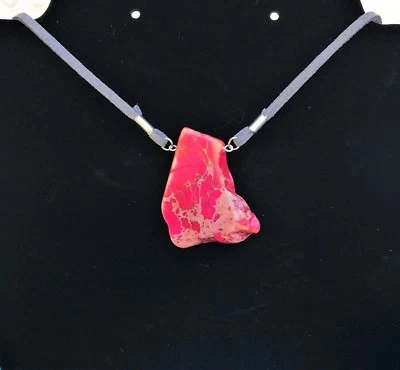 ENORME collar colgante chakra piedras preciosas sedimentos marinos jaspe rosa (teñido) EE. UU. Foto 1 de 2