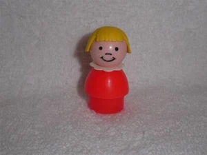Fisher Price Little People Vintage Blonde School Girl Sister in Red-Orange #1 - Picture 1 of 3
