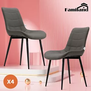 Familand Dining Chairs Set of 4 Living Room Kitchen Accent Chair Armless PU Grey - Picture 1 of 9
