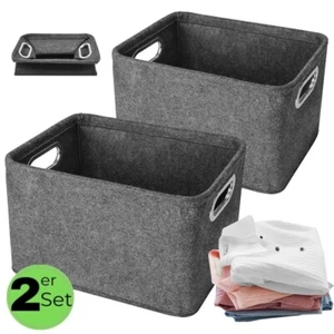2x Aufbewahrungsbox faltbar Stoff Box Aufbewahrungskorb Filzkorb Grau 30x20x20cm - Bild 1 von 13