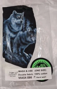 Leucht Behelfs-Maske Mund-Nasen-Schutz/Wolf Wölfe⭐Glow in Dark⭐flurzierend⭐Neu - Bild 1 von 6