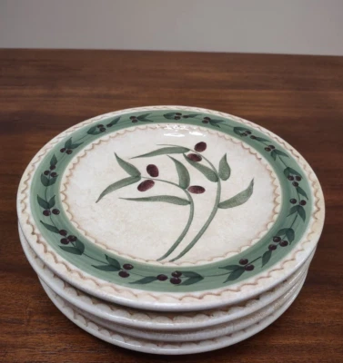 Set of 4 Oneida OLIVETO 8.25" Salad Plates, Hand Painted - Excellent Condition — 第 1/4 张图片