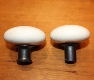 Pair of Yale & Towne White Porcelain Antique Doorknobs Rim Lock Set X-62 - Picture 1 of 5